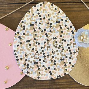 Large Wood Easter Eggs Sign Easter Decoration Spring Home GOLD PINKS BLUES Decor